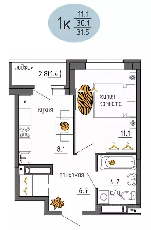 1-к кв. Пермский край, Пермь Ижевская ул., 38 (31.5 м) - Фото 1