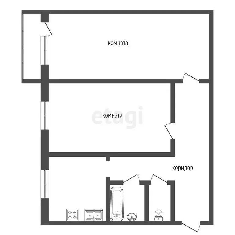 2-комнатная квартира: Туринск, Железнодорожная улица, 9А (49.2 м) - Фото 0
