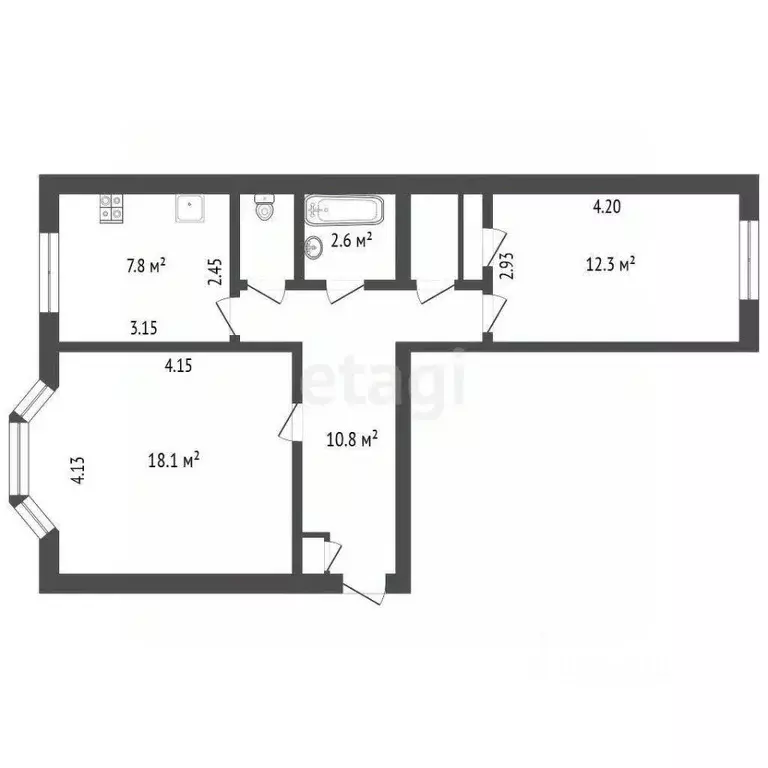 2-к кв. Ямало-Ненецкий АО, Новый Уренгой Железнодорожная ул., 2 (56.5 ... - Фото 2