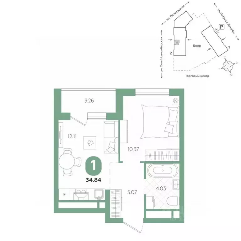 1-к кв. Свердловская область, Екатеринбург ул. Патриса Лумумбы, 4А ... - Фото 1