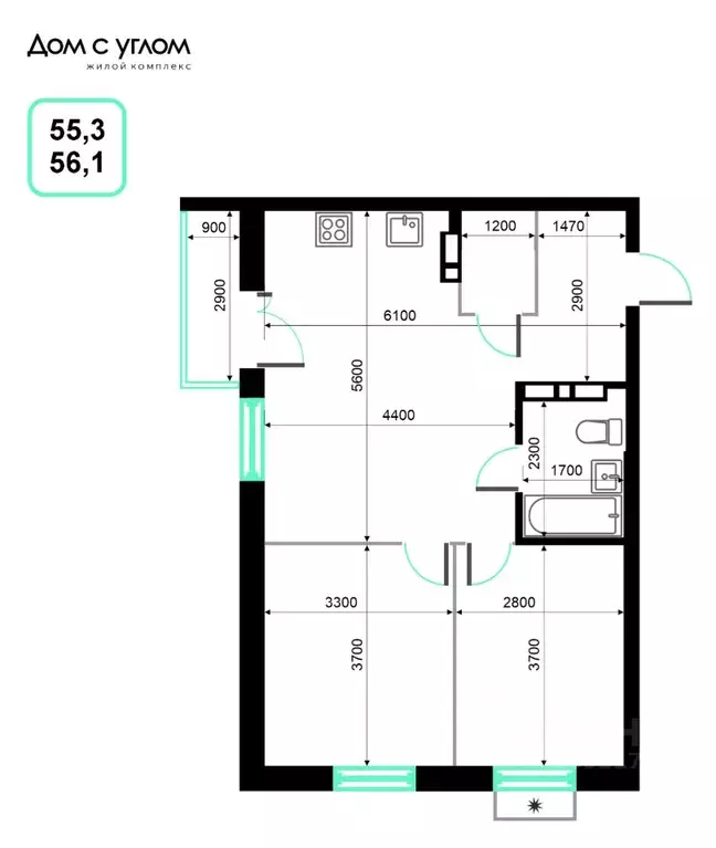 2-к кв. Приморский край, Владивосток ул. Нейбута, 137с1 (56.0 м) - Фото 1