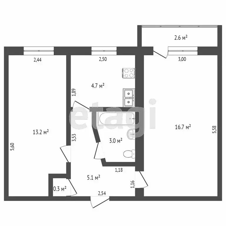 2-комнатная квартира: Ишим, улица Одоевского, 27 (43.5 м) - Фото 1