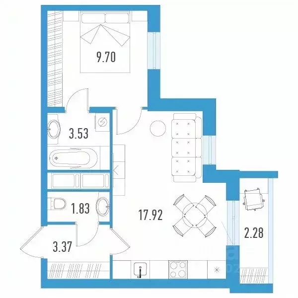 1-к кв. Санкт-Петербург ул. Маршала Казакова, 64к1 (37.03 м) - Фото 0