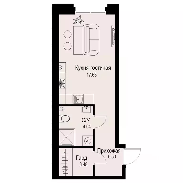 Студия Санкт-Петербург ул. Профессора Попова, 38 (31.25 м) - Фото 0