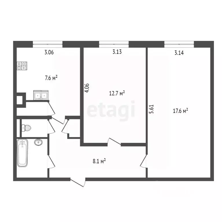 2-к кв. Санкт-Петербург просп. Энтузиастов, 46К2 (50.8 м) - Фото 1