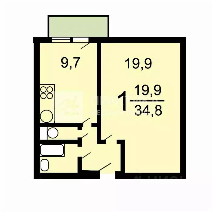 1-к кв. Москва Ходынская ул., 10С1 (35.0 м) - Фото 2