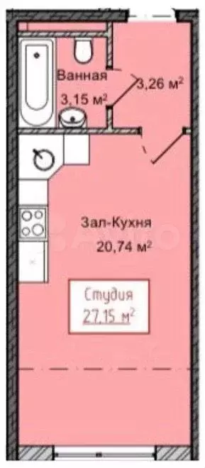 Квартира-студия, 29,7 м, 4/13 эт. - Фото 1