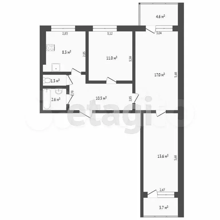 3-к. квартира, 65 м, 7/10 эт. - Фото 0