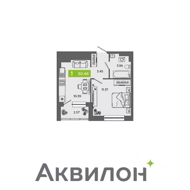 1-к кв. Архангельская область, Северодвинск Аквилон Севен жилой ... - Фото 0