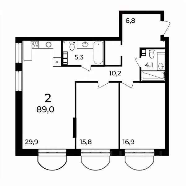 2-к кв. Нижегородская область, Нижний Новгород ул. Воровского, 8 (89.0 ... - Фото 1