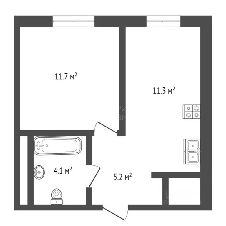 1-к кв. Тюменская область, Тюмень Новгородская ул., 20 (38.0 м) - Фото 1