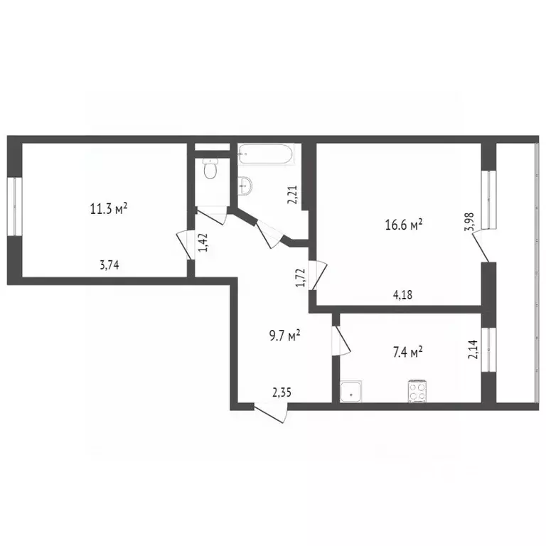 2-к кв. Карелия, Петрозаводск Ключевское ш., 5Б (49.4 м) - Фото 1