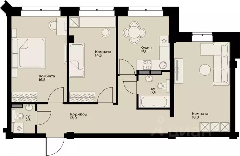 4-к кв. Свердловская область, Сухой Лог ул. Белинского, 40 (77.7 м) - Фото 1