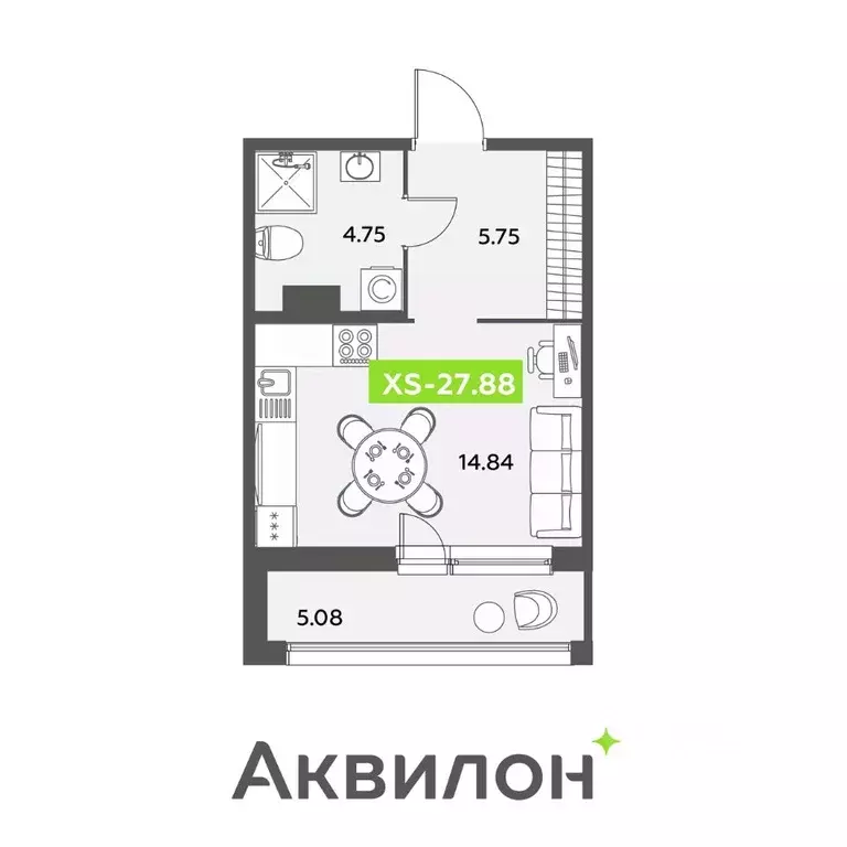 Студия Санкт-Петербург Аквилон Ливз 2 жилой комплекс (27.88 м) - Фото 0