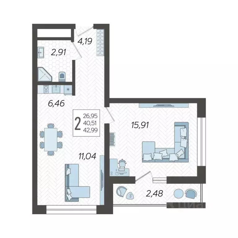 2-к кв. Краснодарский край, Сочи Бытха мкр, ул. Ясногорская, 16/2к4 ... - Фото 1