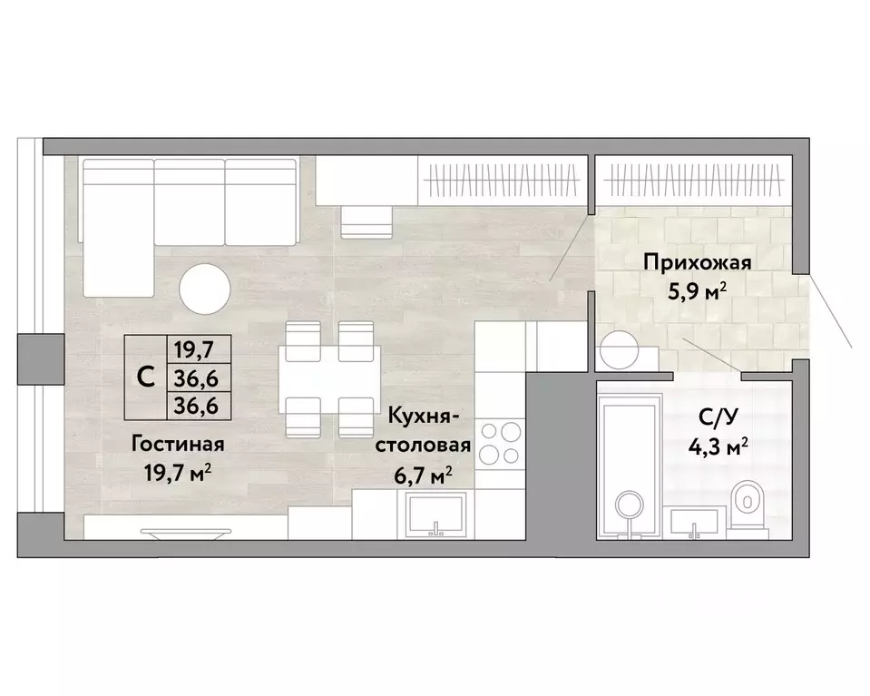 1-к кв. Хабаровский край, Хабаровск Грин 2 жилой комплекс (36.6 м) - Фото 1