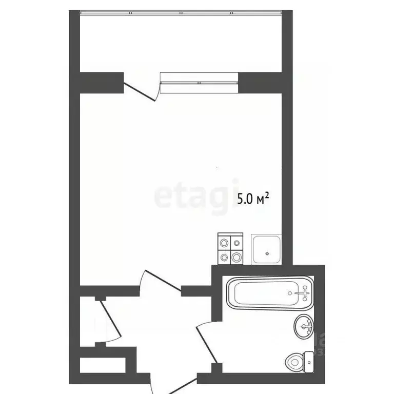 Студия Тюменская область, Тюмень ул. Мельникайте, 115 (16.8 м) - Фото 1
