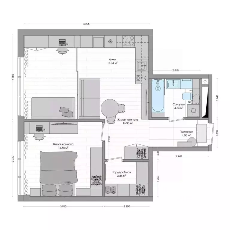 2-к кв. Приморский край, Владивосток ул. Нейбута (59.43 м) - Фото 1