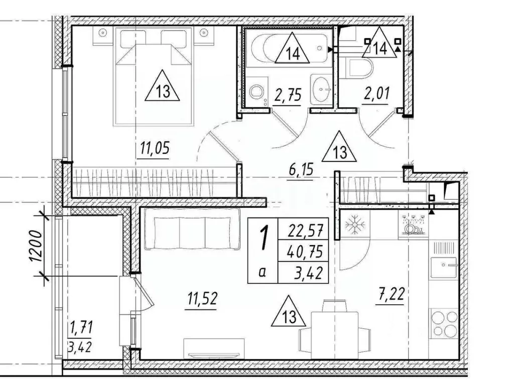 1-к кв. Сахалинская область, Южно-Сахалинск просп. Мира, 381 (40.75 м) - Фото 2