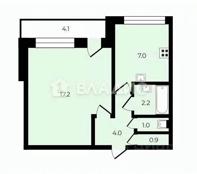 1-к кв. Санкт-Петербург ул. Осипенко, 5к1 (32.3 м) - Фото 2