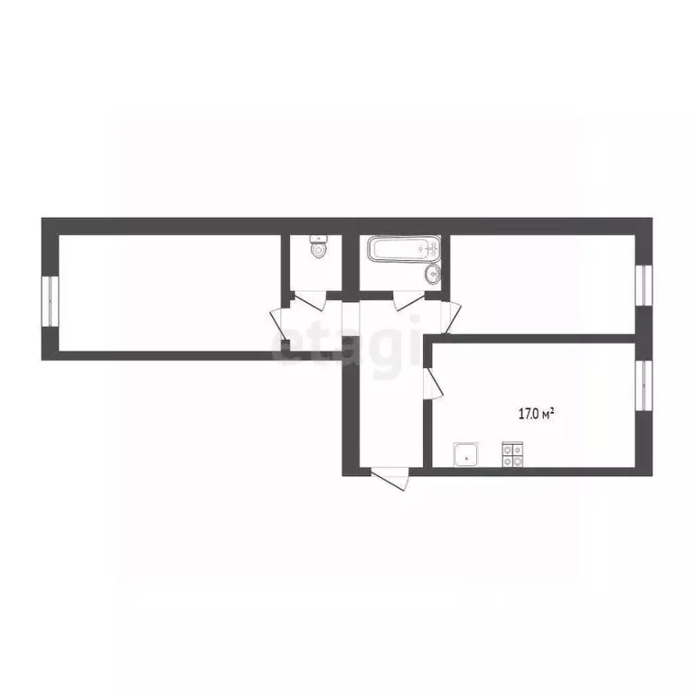 2-к кв. Тюменская область, Тюмень ул. Самарцева, 32 (52.8 м) - Фото 1