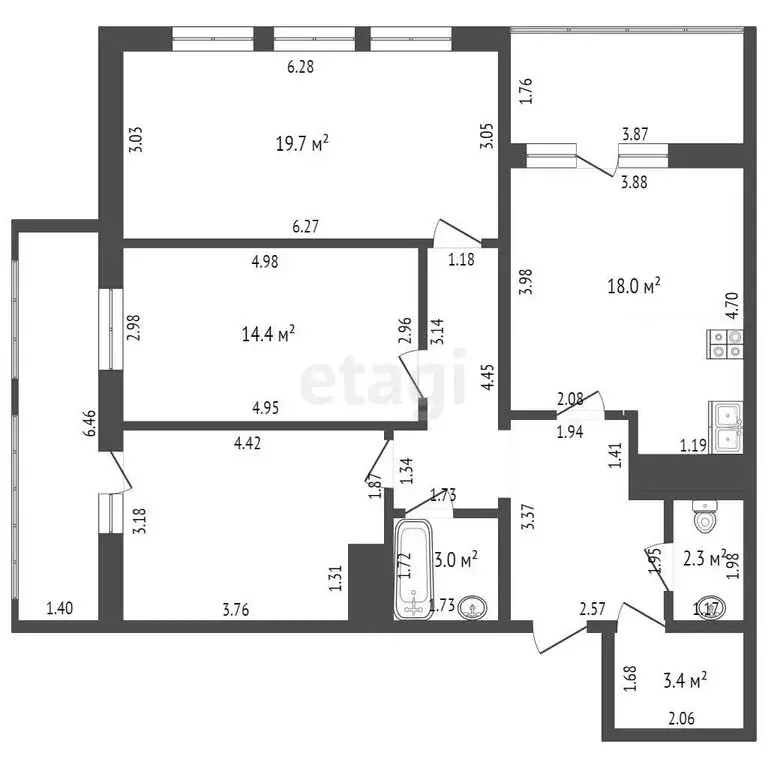 3-комнатная квартира: Туапсе, улица Портовиков, 39/1 (86.1 м) - Фото 0