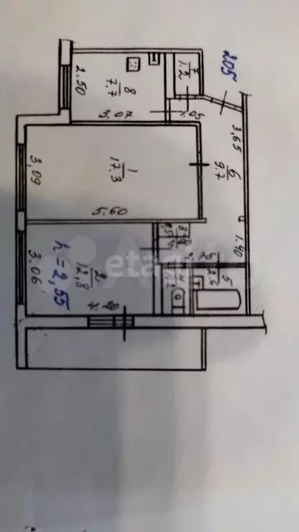 2-к. квартира, 56 м, 3/9 эт. - Фото 0