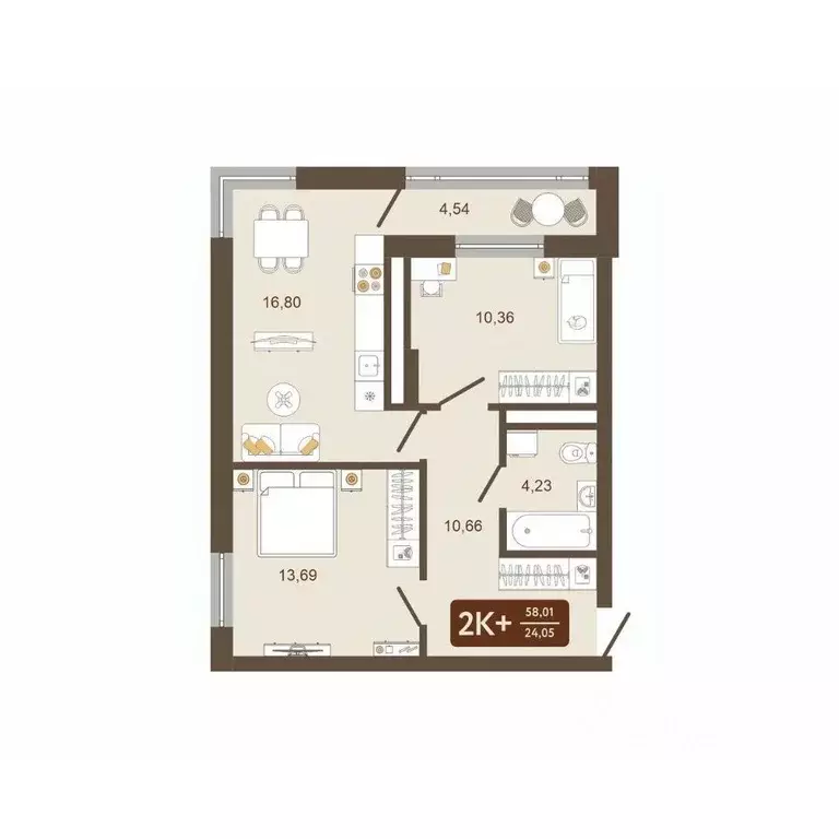 2-к кв. Кемеровская область, Новокузнецк Макеевская ул. (58.01 м) - Фото 2