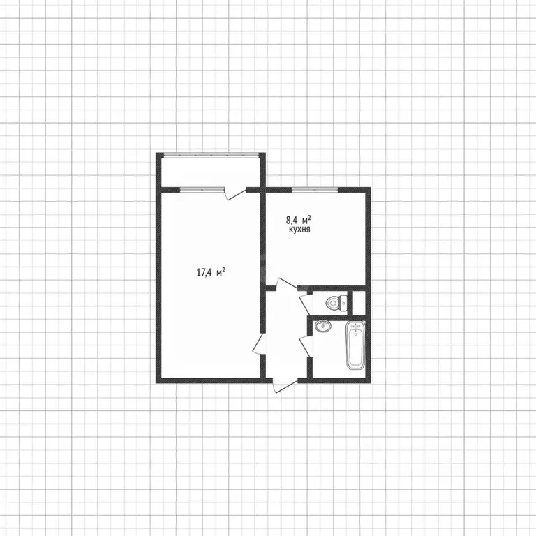 1-к кв. Белгородская область, Белгород ул. Щорса, 45а (33.0 м) - Фото 2