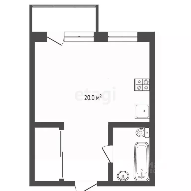 Студия Ростовская область, Ростов-на-Дону ул. Висаитова, 2/10с1 (34.0 ... - Фото 2