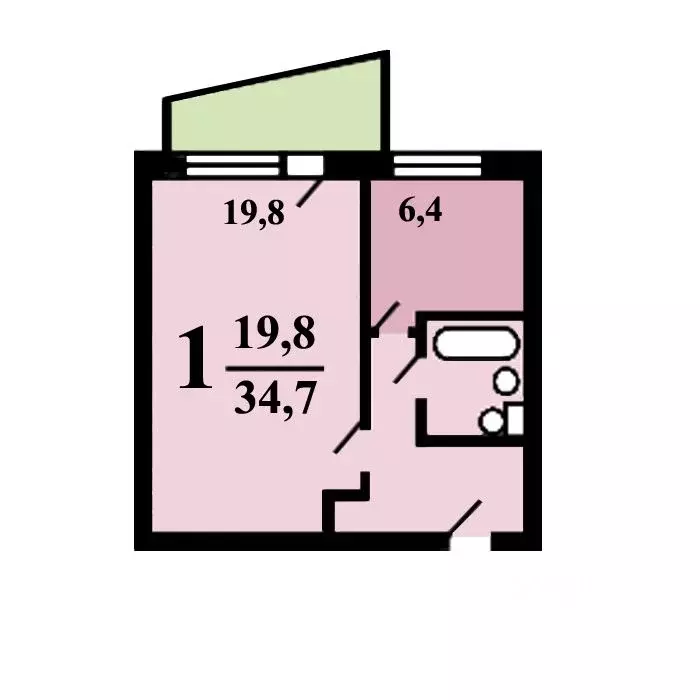 1-к кв. Москва Кировоградская ул., 16К2 (34.6 м) - Фото 1