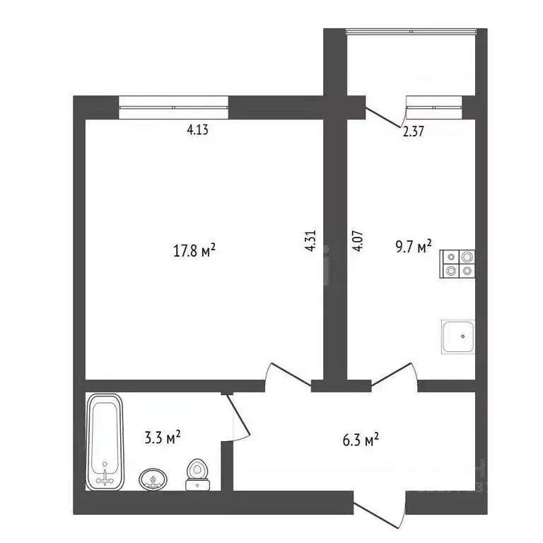 1-к кв. Ямало-Ненецкий АО, Новый Уренгой Восточный мкр, 6/4Б (35.8 м) - Фото 2