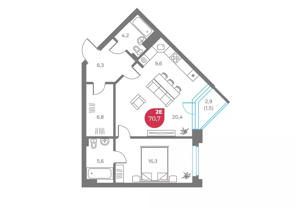 2-к кв. Пермский край, Пермь Советская ул., 16 (70.7 м) - Фото 0