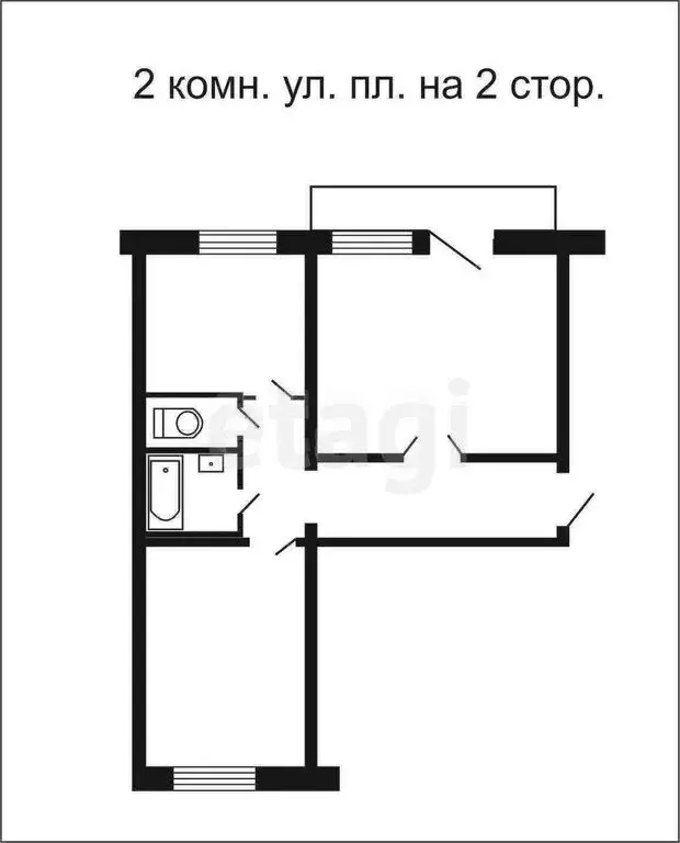 2-комнатная квартира: Сатка, улица 40 лет Победы, 14 (51.5 м) - Фото 1