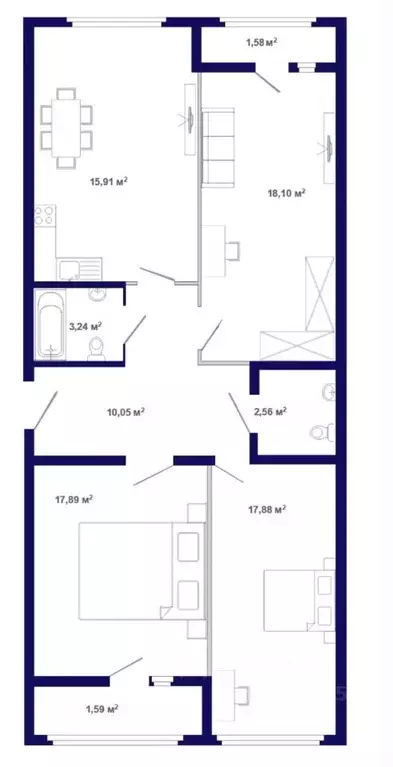 3-к кв. Иркутская область, Иркутский муниципальный округ, Маркова рп, ... - Фото 1