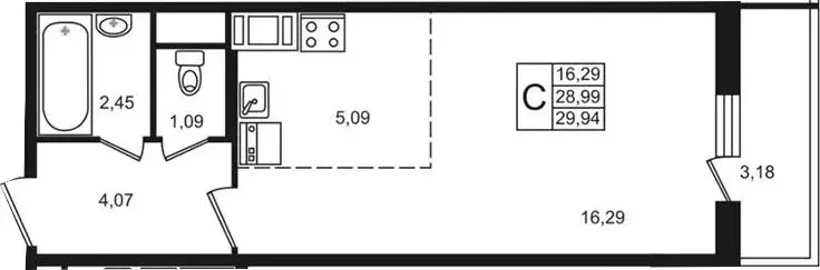 Продаётся квартира-студия, 29.94 м - Фото 1