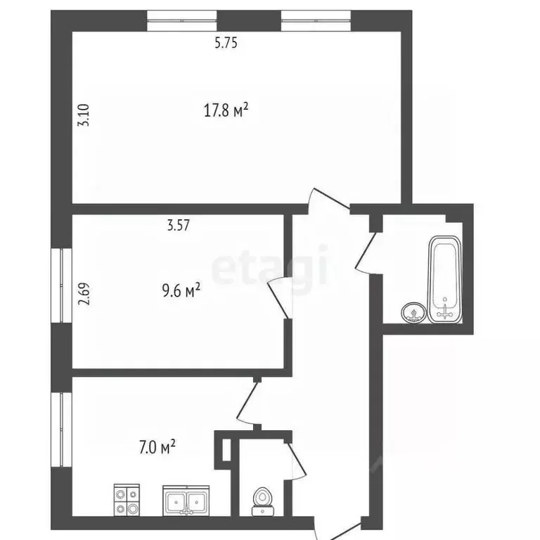 2-к кв. Вологодская область, Вологда Советский просп., 84 (45.9 м) - Фото 1