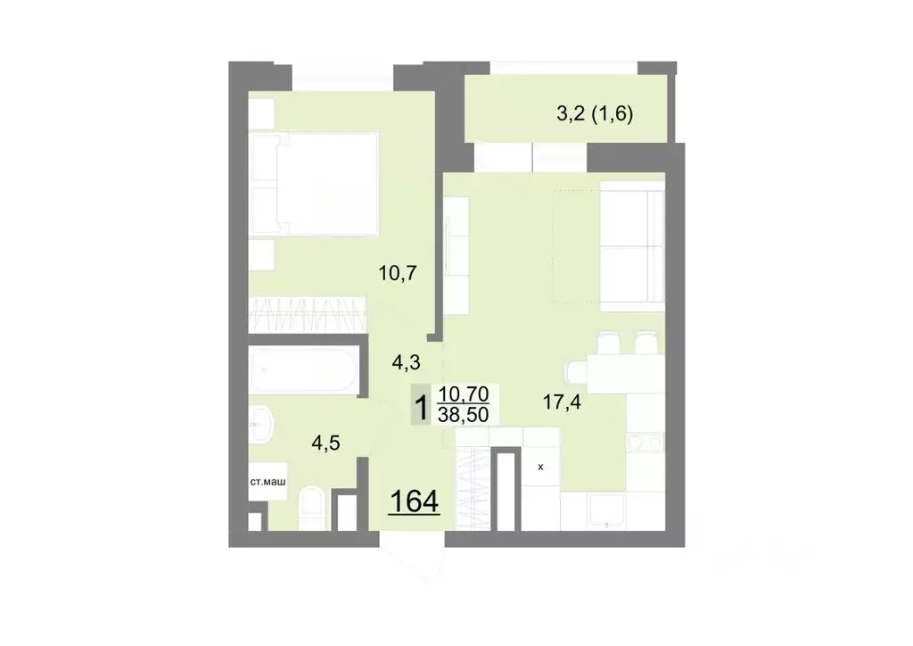 1-к кв. Свердловская область, Екатеринбург ул. Металлургов, 63/3 (38.5 ... - Фото 1
