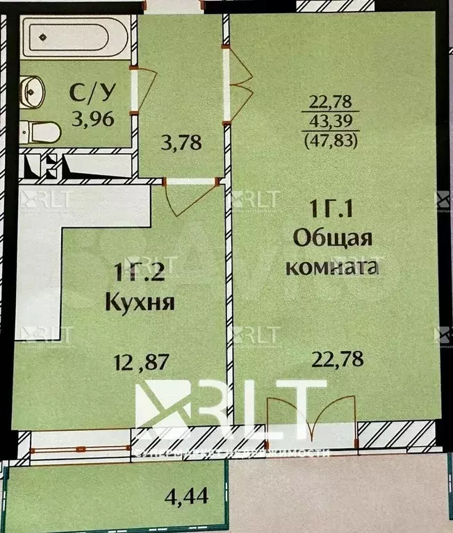 1-к. квартира, 47,5 м, 4/14 эт. - Фото 0