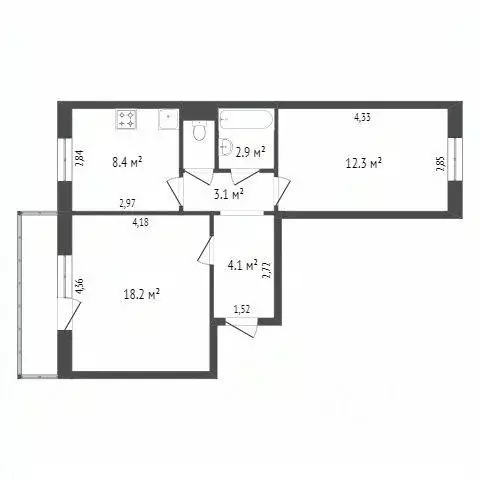 2-к кв. Красноярский край, Красноярск 9 Мая ул., 19 (53.0 м) - Фото 2