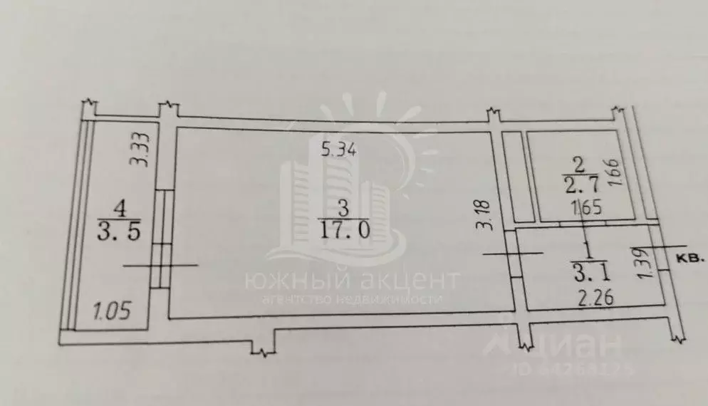 Студия Краснодарский край, Анапа Владимирская ул., 142 (26.3 м) - Фото 2