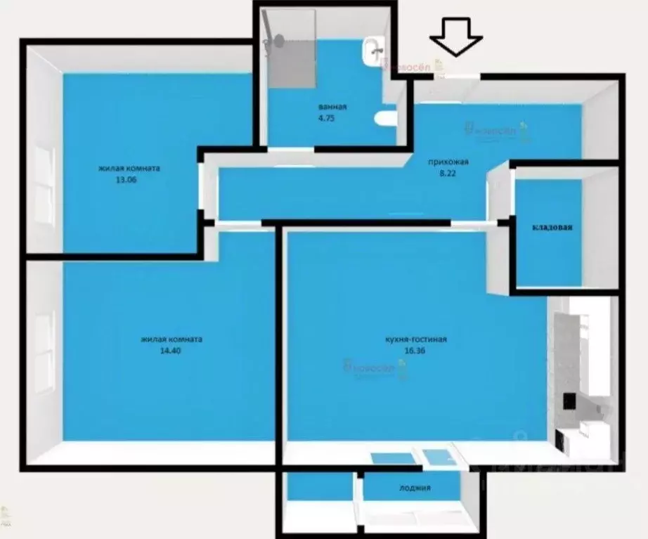 3-к кв. Свердловская область, Екатеринбург ул. Чемпионов, 4 (58.9 м) - Фото 2