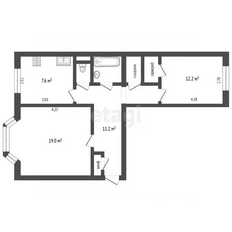 2-к кв. Ямало-Ненецкий АО, Новый Уренгой Юбилейная ул., 1А (58.0 м) - Фото 2