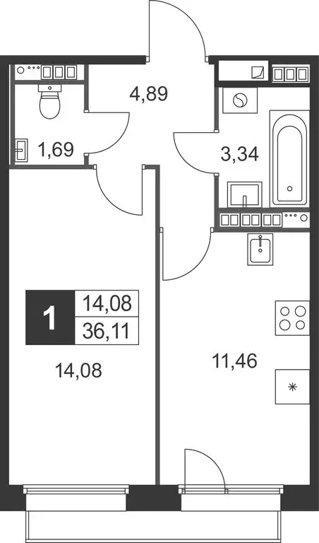 1-комнатная квартира: Ленинградская область, Гатчинский муниципальный ... - Фото 1