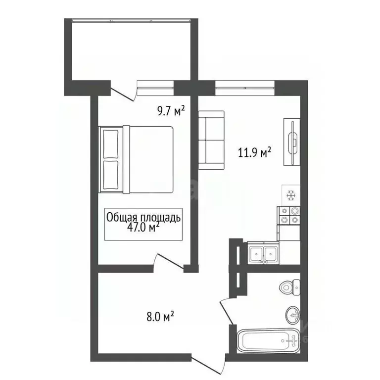 2-к кв. Новосибирская область, Новосибирск ул. Гаранина, 39 (47.0 м) - Фото 1