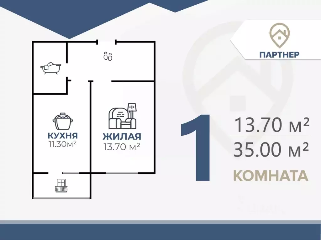 1-к кв. Волгоградская область, Волгоград ул. Иссы Плиева, 6 (35.0 м) - Фото 1