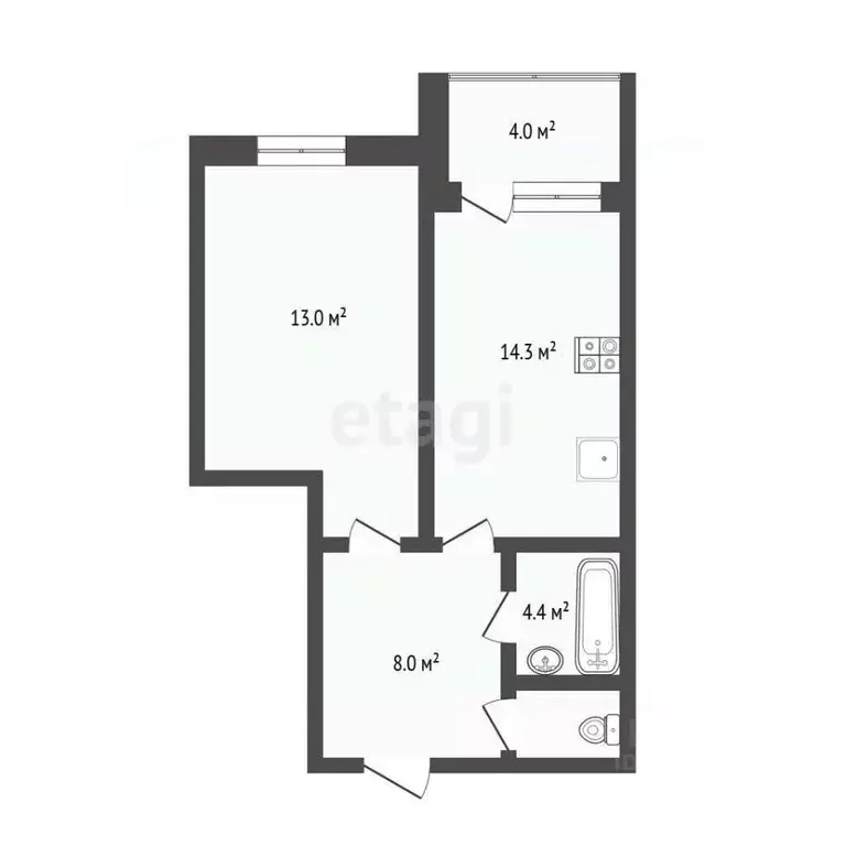 1-к кв. Тюменская область, Тюмень ул. Бориса Житкова, 10 (40.7 м) - Фото 1