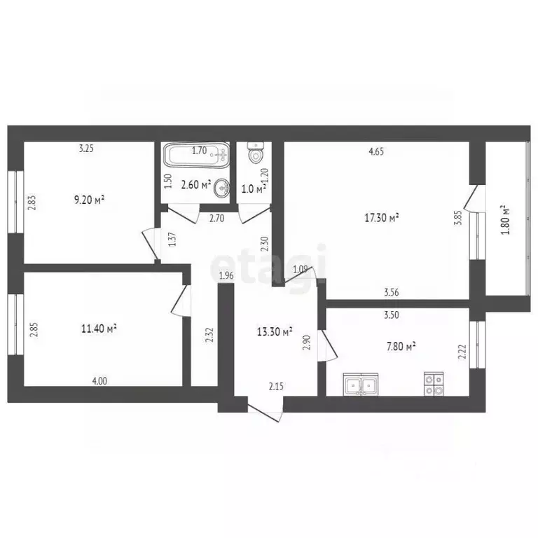 3-к кв. Мордовия, Саранск Грузинская ул., 56 (65.2 м) - Фото 1