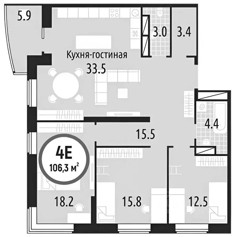 3-к кв. Тюменская область, Тюмень ул. Мельникайте, 30к3 (106.0 м) - Фото 2