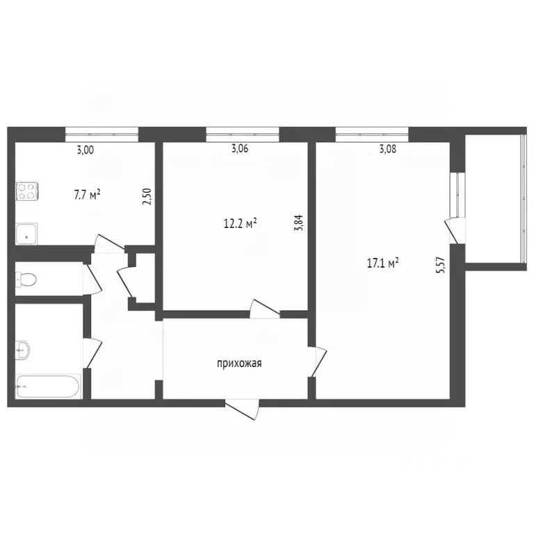 2-к кв. Челябинская область, Челябинск ул. Чоппа, 2 (50.3 м) - Фото 1